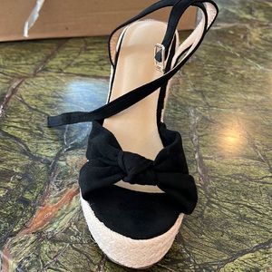 Ladies size 9 soft suede like not front gorgeous wedge never worn